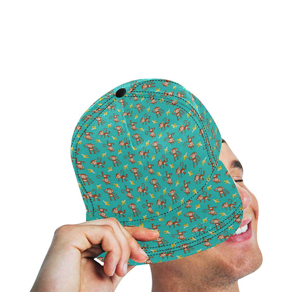 Monkey Banana Design Themed Print Snapback Cap