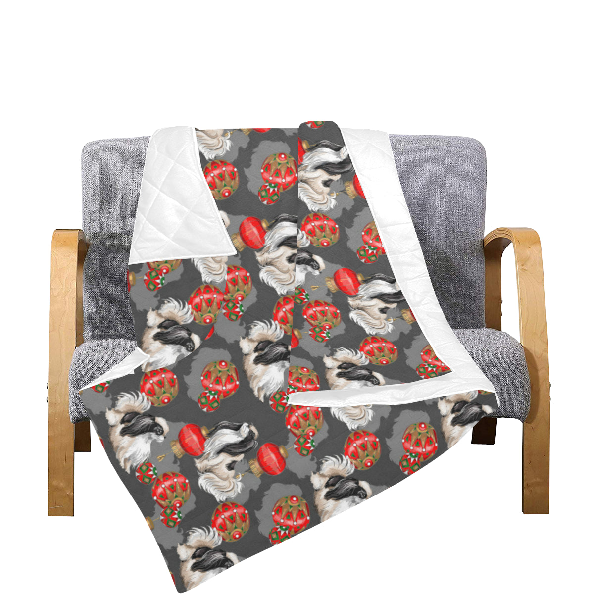 Japanese Chin Pattern Print Design 02 Premium Quilt