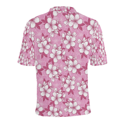 Cherry Blossom Pattern Print Design CB02 Men Polo Shirt