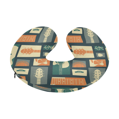 Acoustic Guitar Pattern Print Design 02 U-Shaped Travel Neck Pillow