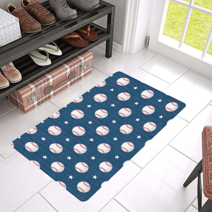 Baseball Star Print Pattern Rubber Doormat