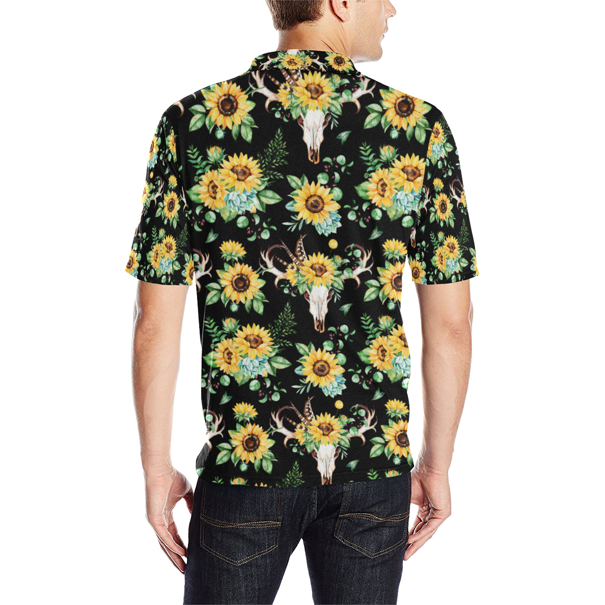 Sunflower Pattern Print Design SF08 Men Polo Shirt