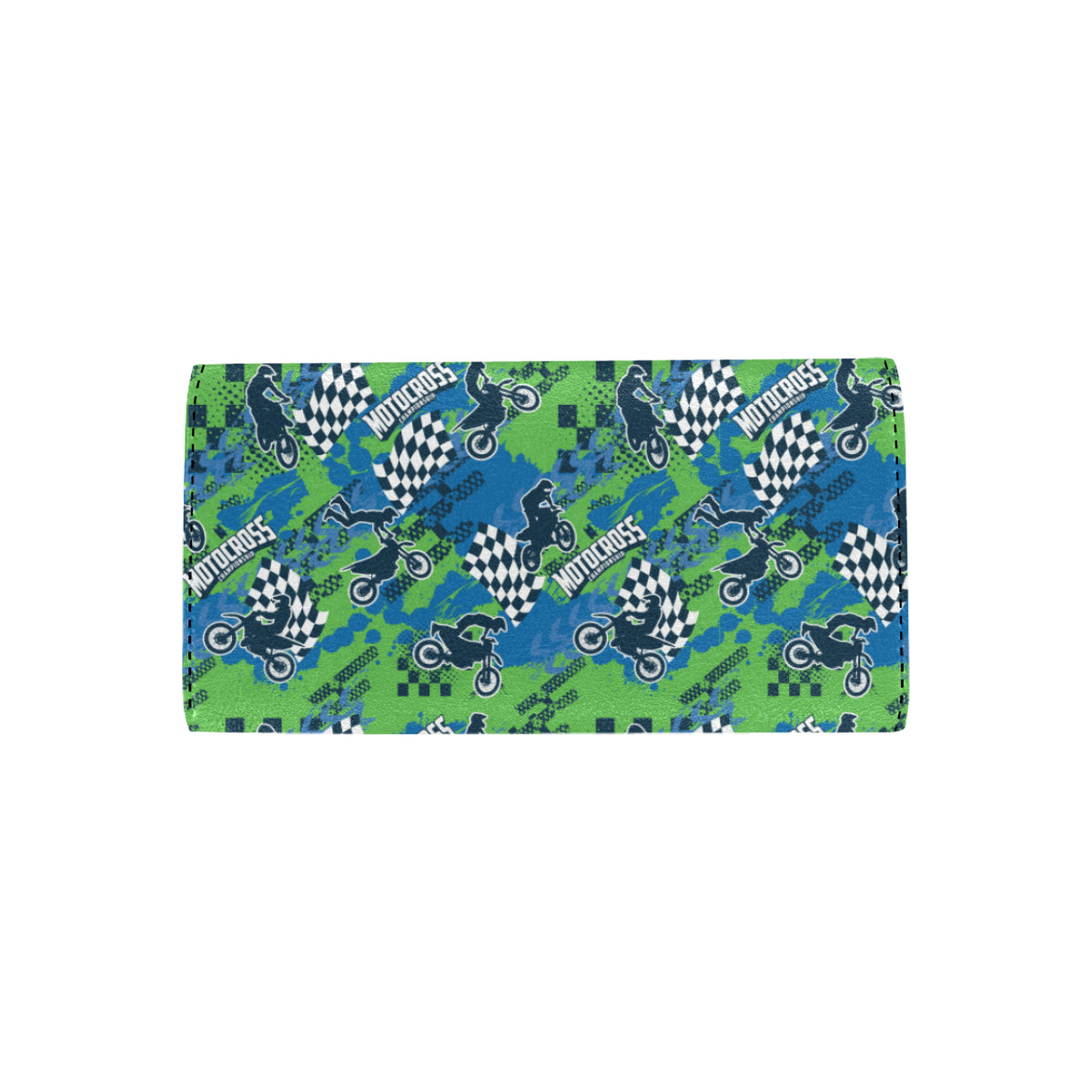 Motocross Pattern Print Design 04 Women's Trifold Wallet