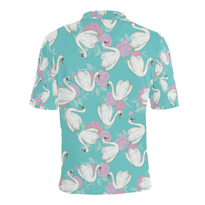 Swan Pattern Print Design 03 Men Polo Shirt