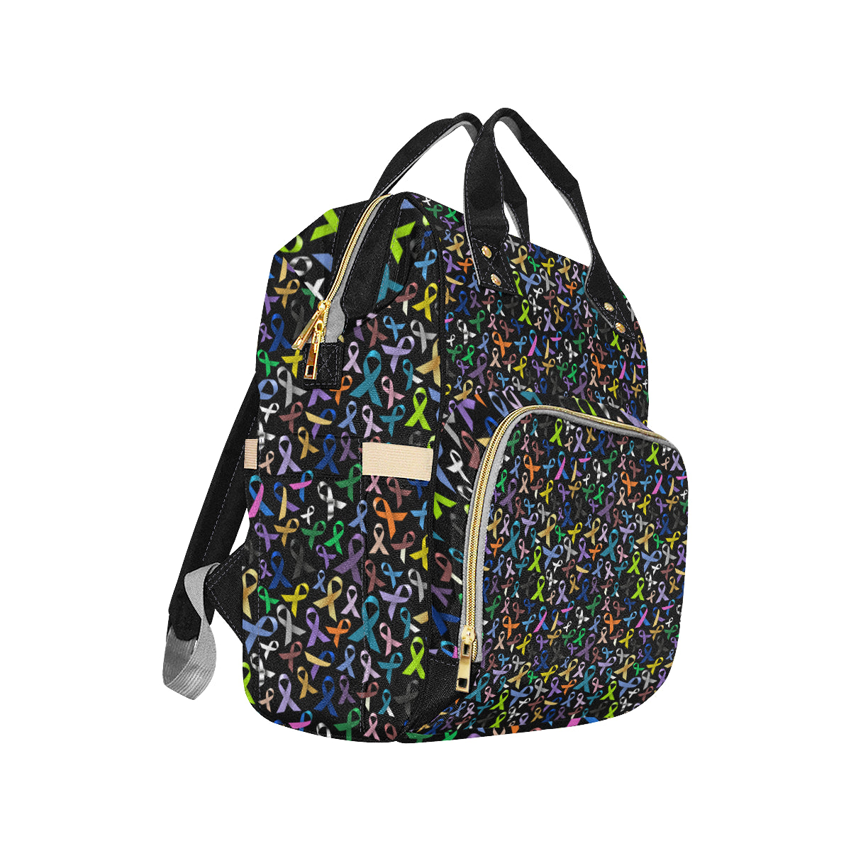 Breast Cancer Awareness Colorful Print Diaper Bag Backpack