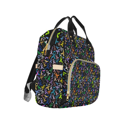 Breast Cancer Awareness Colorful Print Diaper Bag Backpack