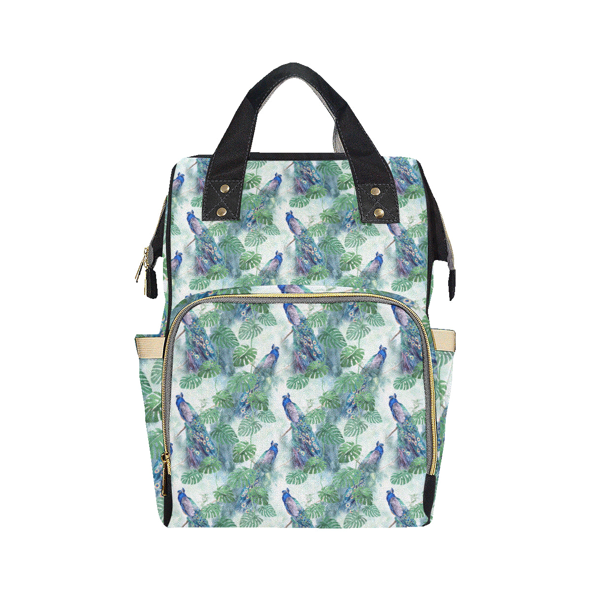 Peacock Pattern Print Design A02 Diaper Bag Backpack