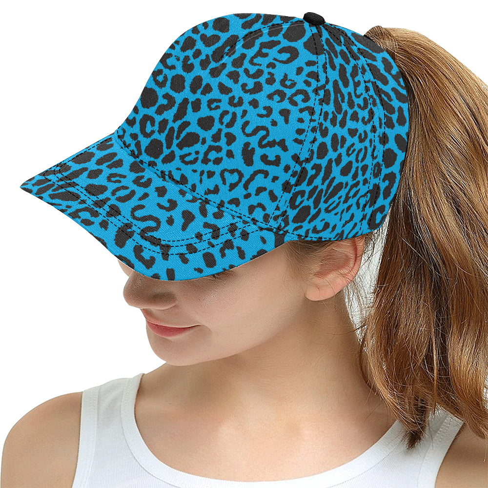 Cheetah Blue Print Pattern Snapback Cap