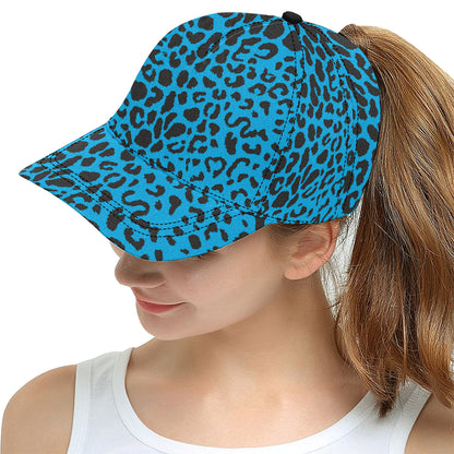 Cheetah Blue Print Pattern Snapback Cap