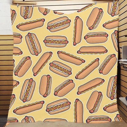 Hot Dog Pattern Print Design 01 Premium Quilt