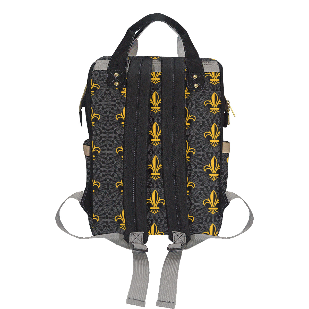 Fleur De Lis Gold Pattern Print Design 01 Diaper Bag Backpack