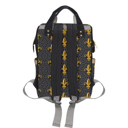 Fleur De Lis Gold Pattern Print Design 01 Diaper Bag Backpack