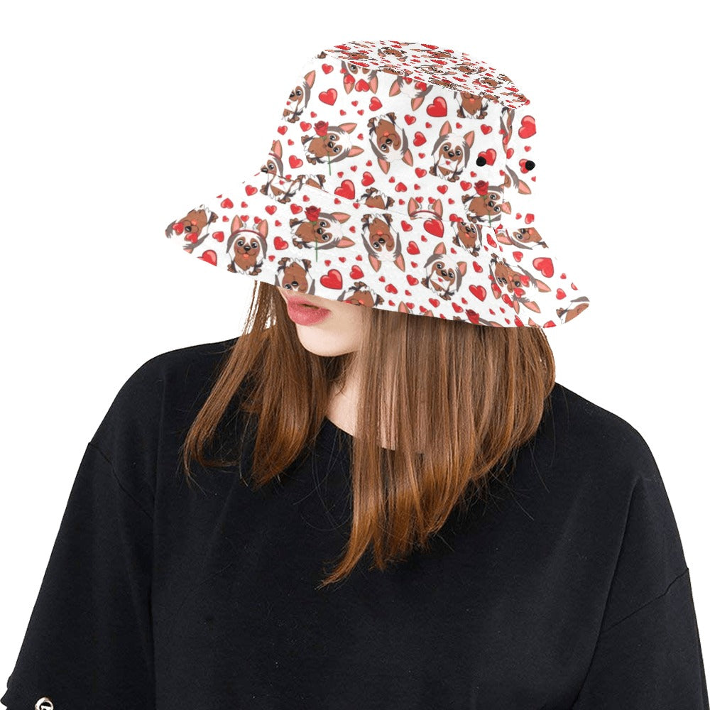 Silky Terriers Heart Print Design LKS302 Unisex Bucket Hat