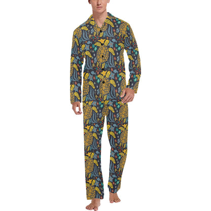 Sea Turtle Pattern Print Design T03 Men's Long Pajama Set