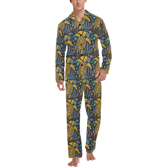 Sea Turtle Pattern Print Design T03 Men's Long Pajama Set