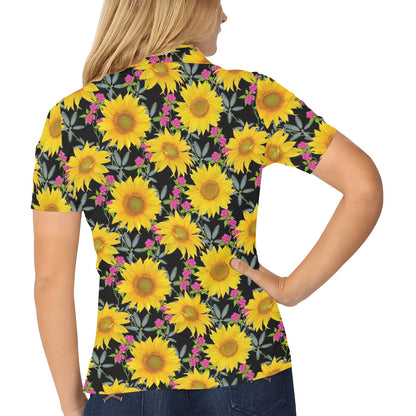 Sunflower Pattern Print Design SF014 Women's Polo Shirt