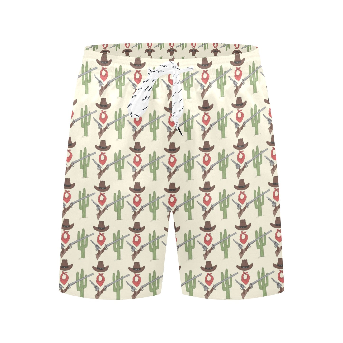 Western Cowboy Print Men's Swim Trunks Beach Shorts
