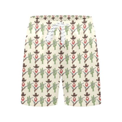 Western Cowboy Print Men's Swim Trunks Beach Shorts