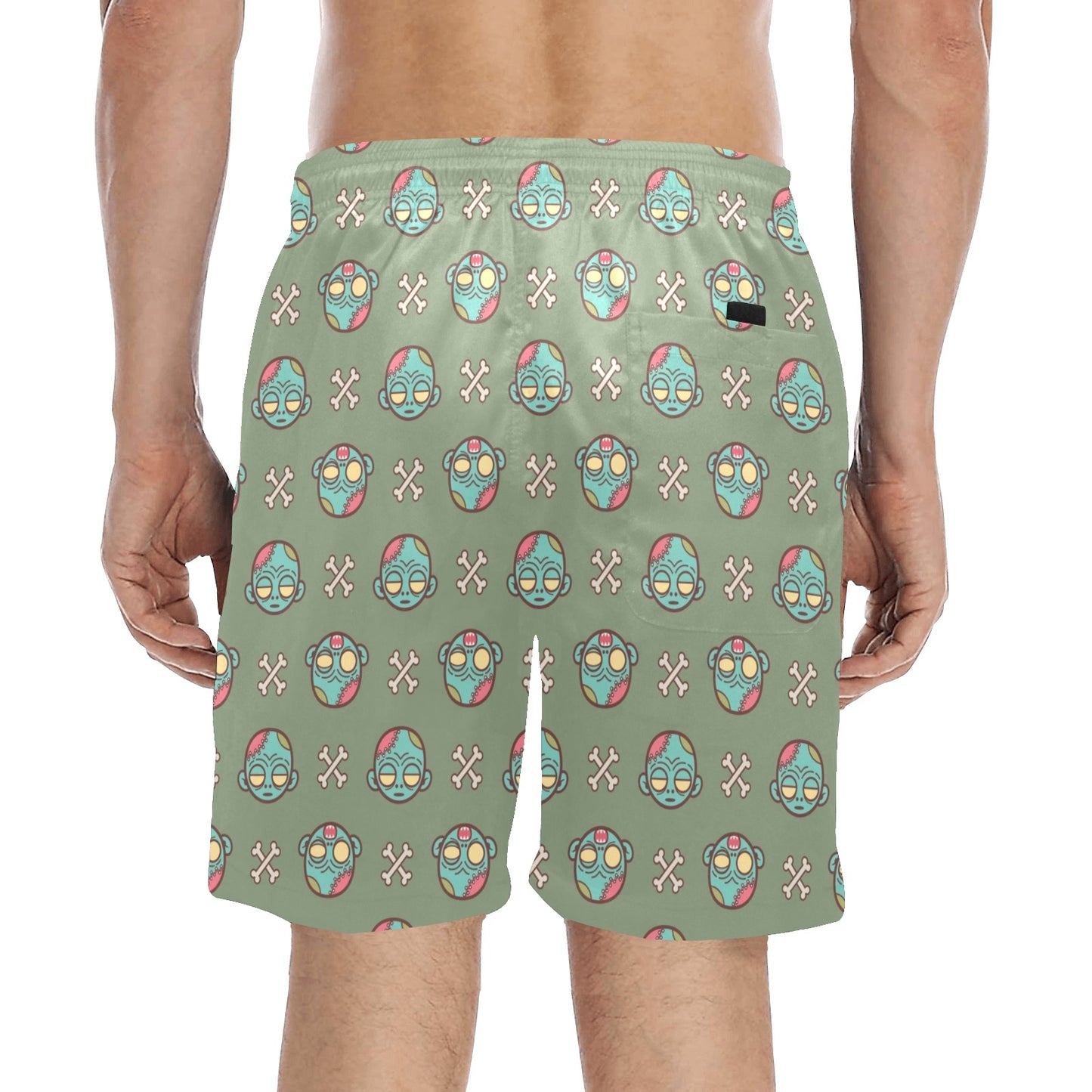 Zombie Print Design LKS301 Men's Swim Trunks Beach Shorts