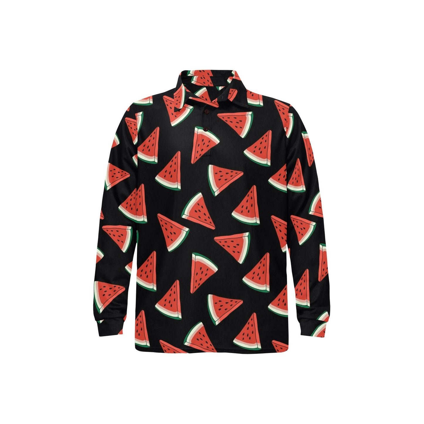 Watermelon Pattern Print Design WM01 Long Sleeve Polo Shirt For Men's