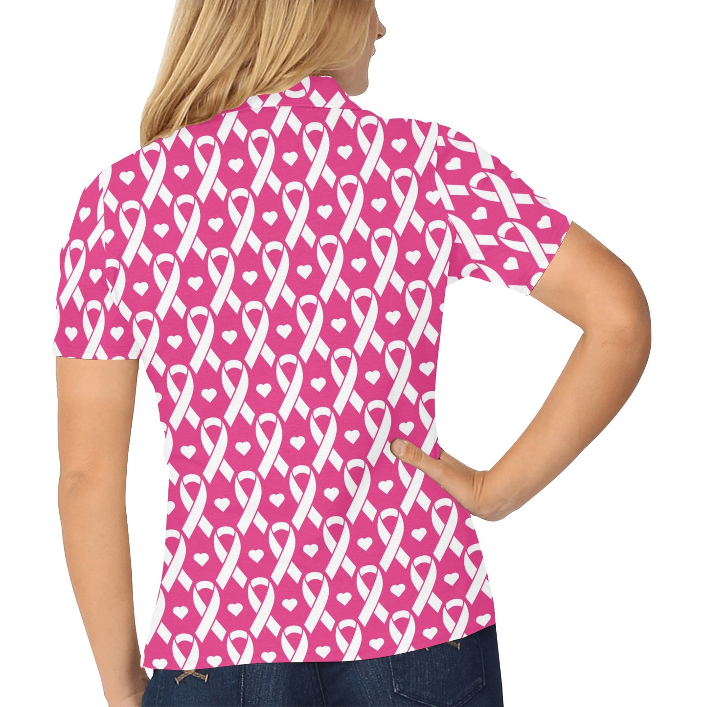 Breast cancer Pattern Print Design 05 Women's Polo Shirt