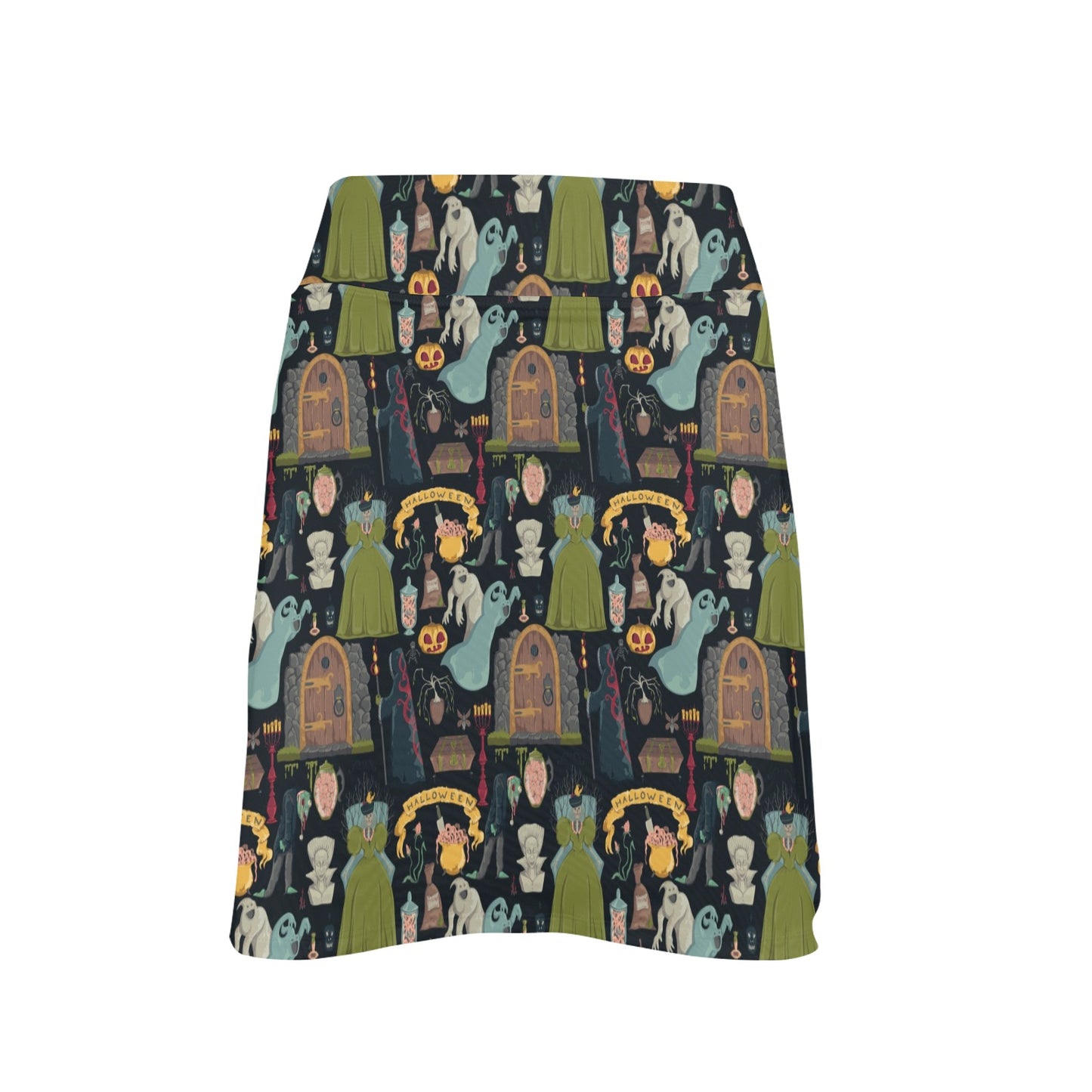 Creepy Halloween Print Design LKS304 17" Golf & Pickleball Skort with Pockets