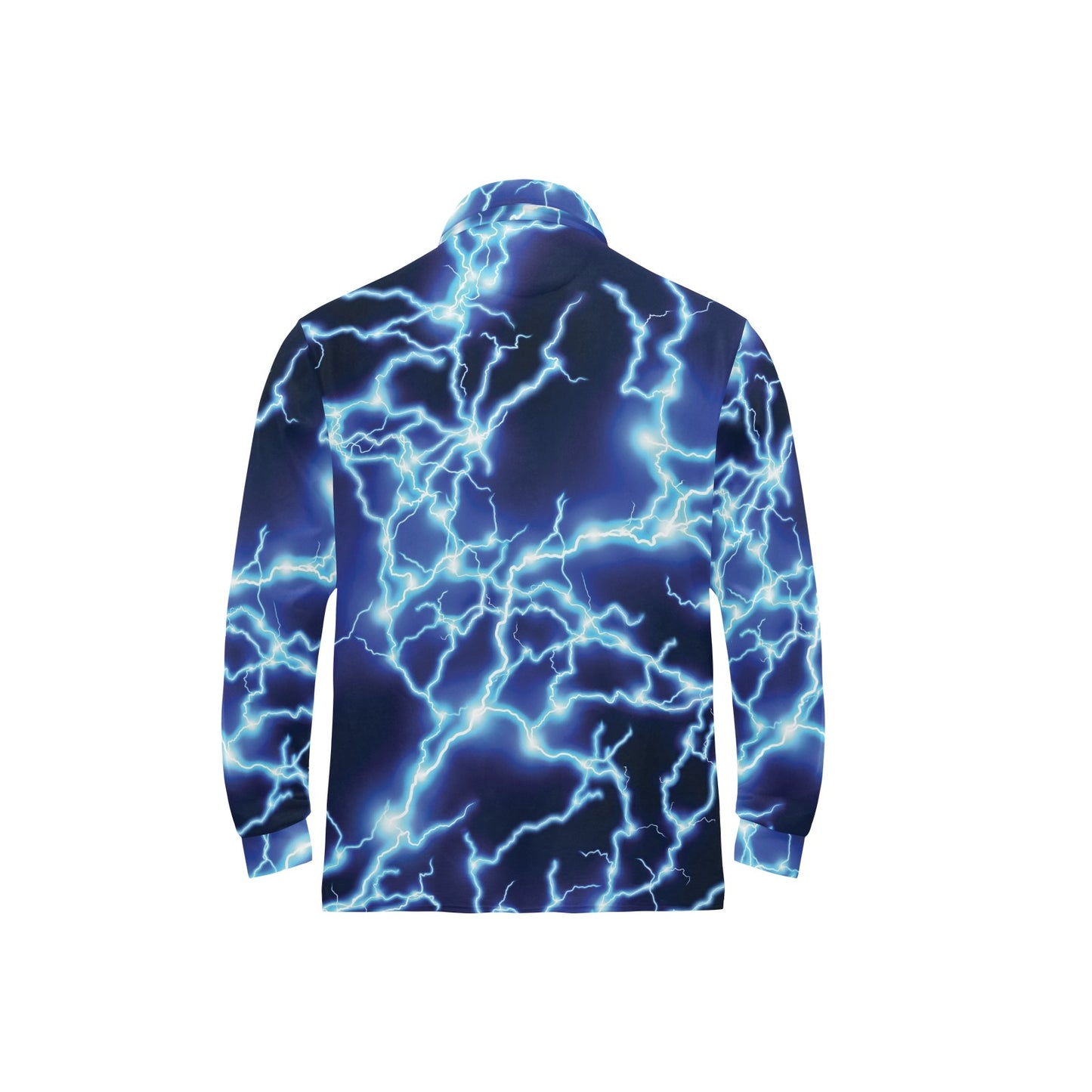 Lightning Thunder Pattern Print Design 04 Long Sleeve Polo Shirt For Men's