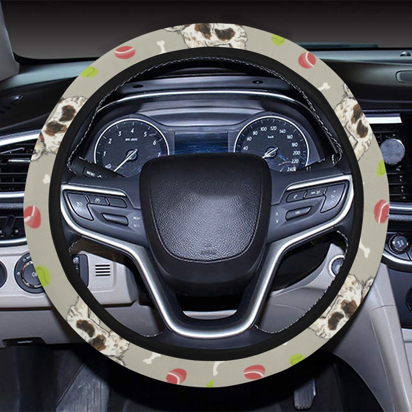 Toy Fox Terriers Print Design LKS301 Steering Wheel Cover with Elastic Edge