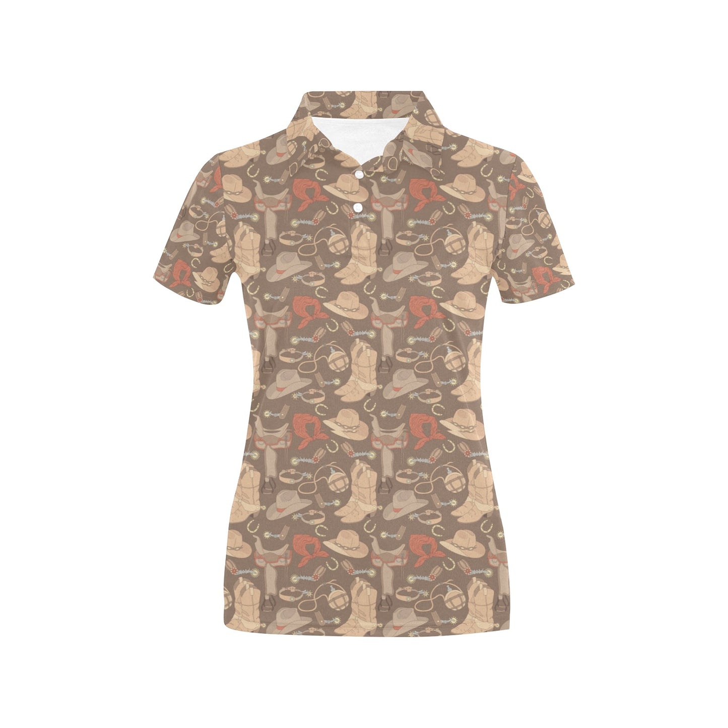 Cowboy Pattern Print Design 02 Women's Polo Shirt