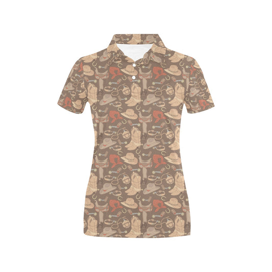 Cowboy Pattern Print Design 02 Women's Polo Shirt