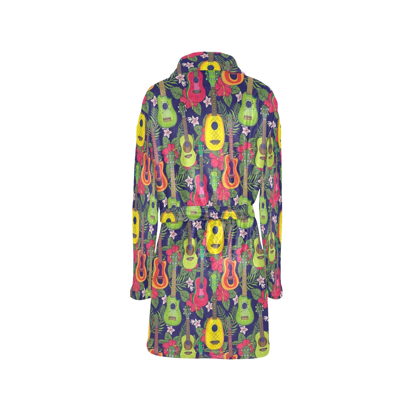 Ukulele Tropical Pattern Print Design 03 Women's Fleece Robe