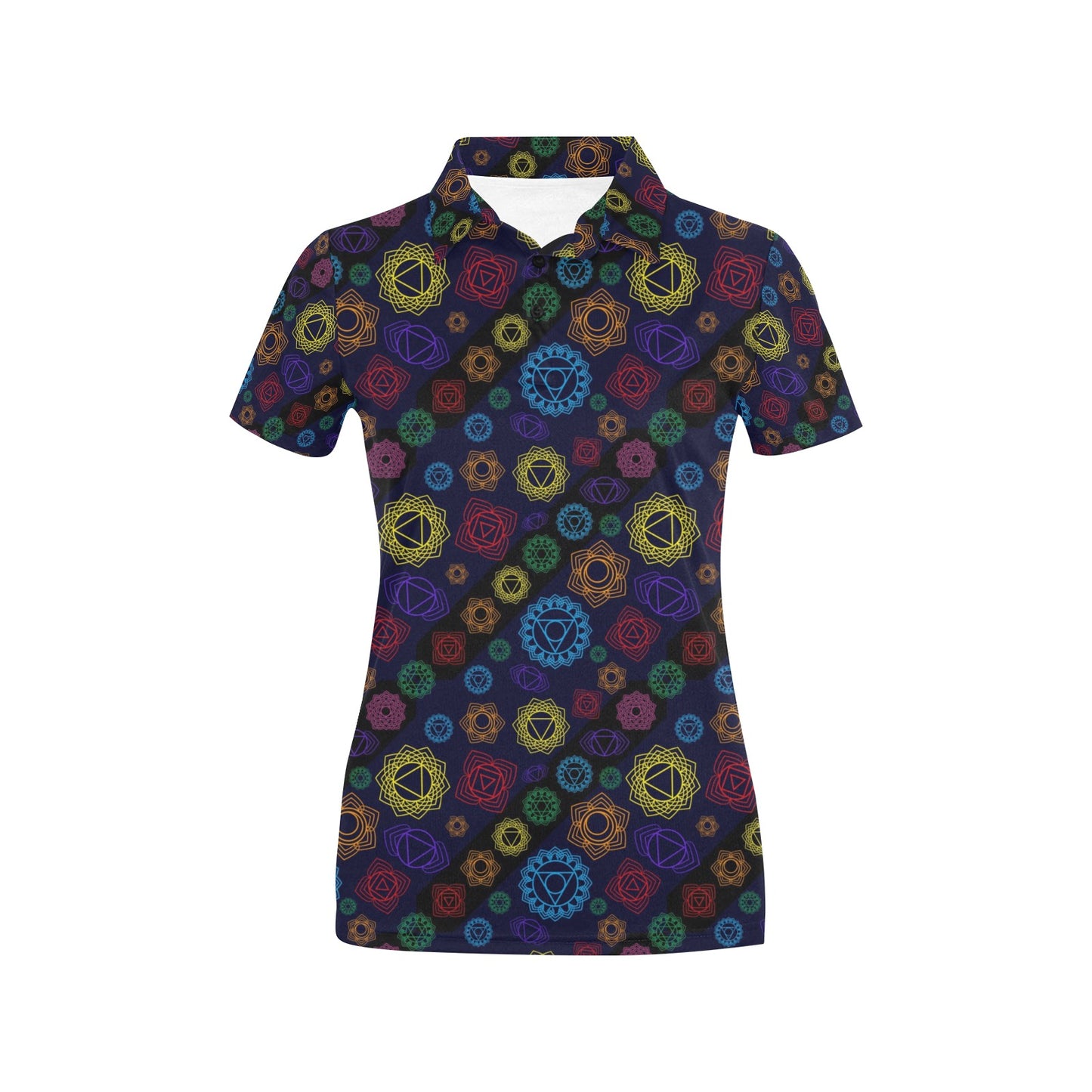 Chakra Colorful Print Pattern Women's Polo Shirt