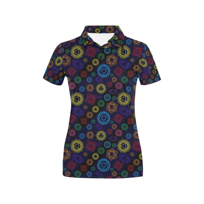 Chakra Colorful Print Pattern Women's Polo Shirt
