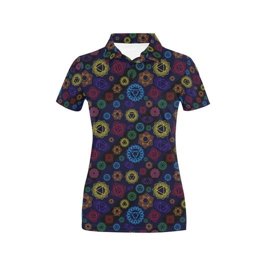 Chakra Colorful Print Pattern Women's Polo Shirt