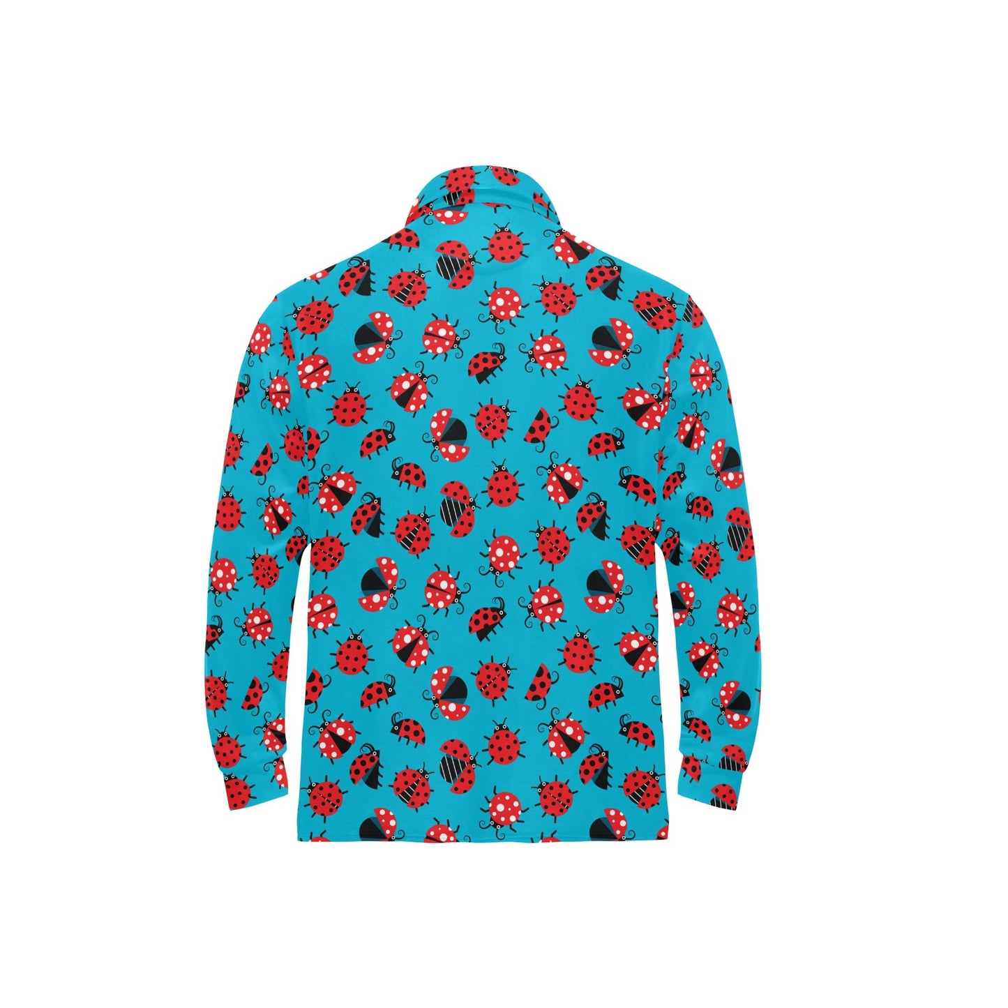 Ladybug Action Print Pattern Long Sleeve Polo Shirt For Men's