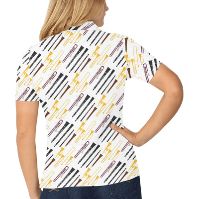 Clarinet Pattern Print Design 01 Women's Polo Shirt