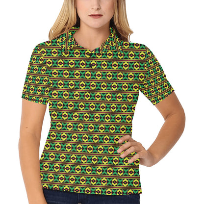 African Geometric Print Pattern Women's Polo Shirt
