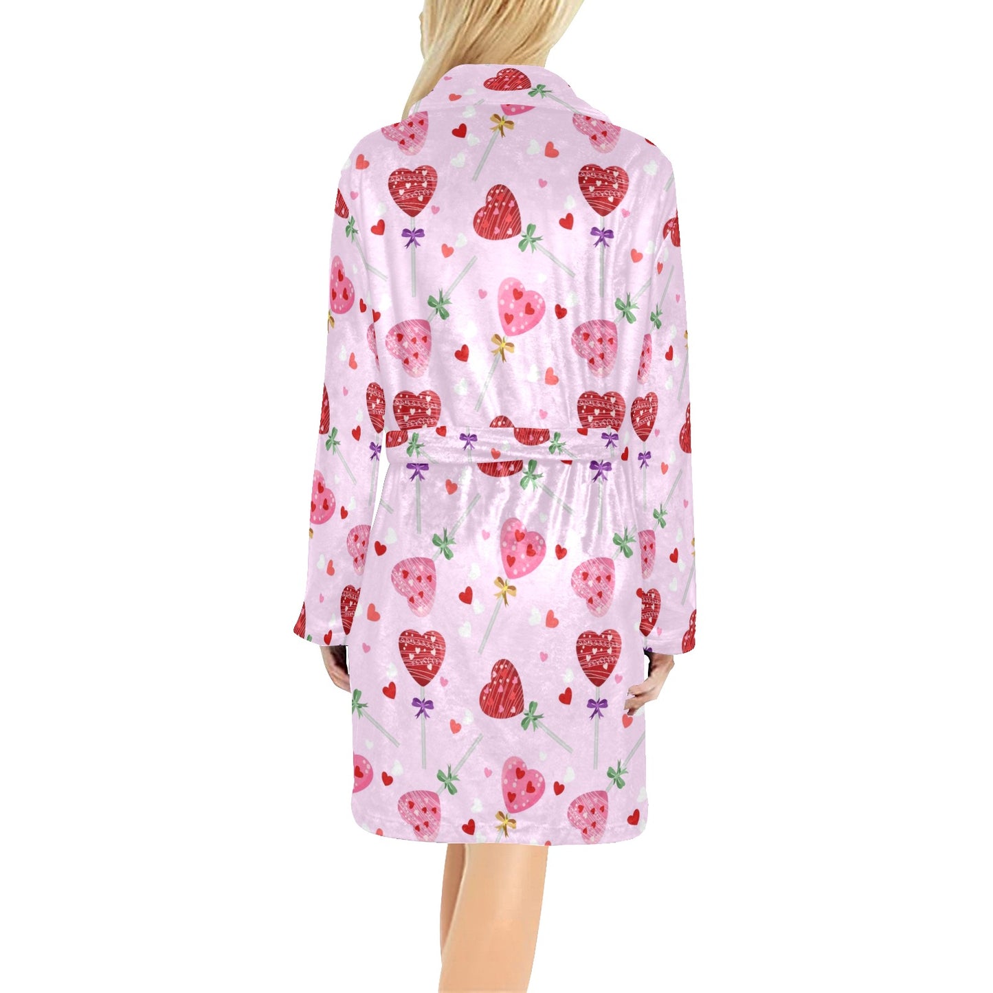 Lollipop Pattern Print Design LL07 Women's Fleece Robe