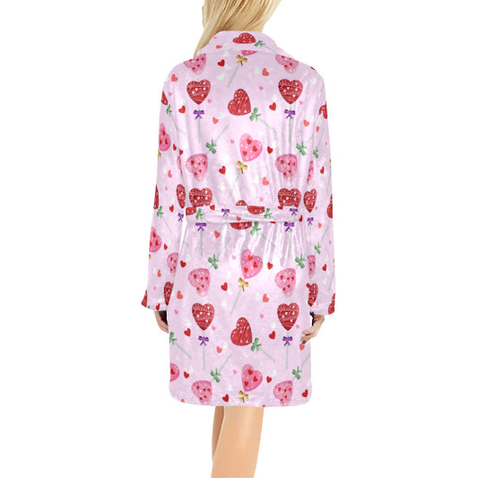 Lollipop Pattern Print Design LL07 Women's Fleece Robe