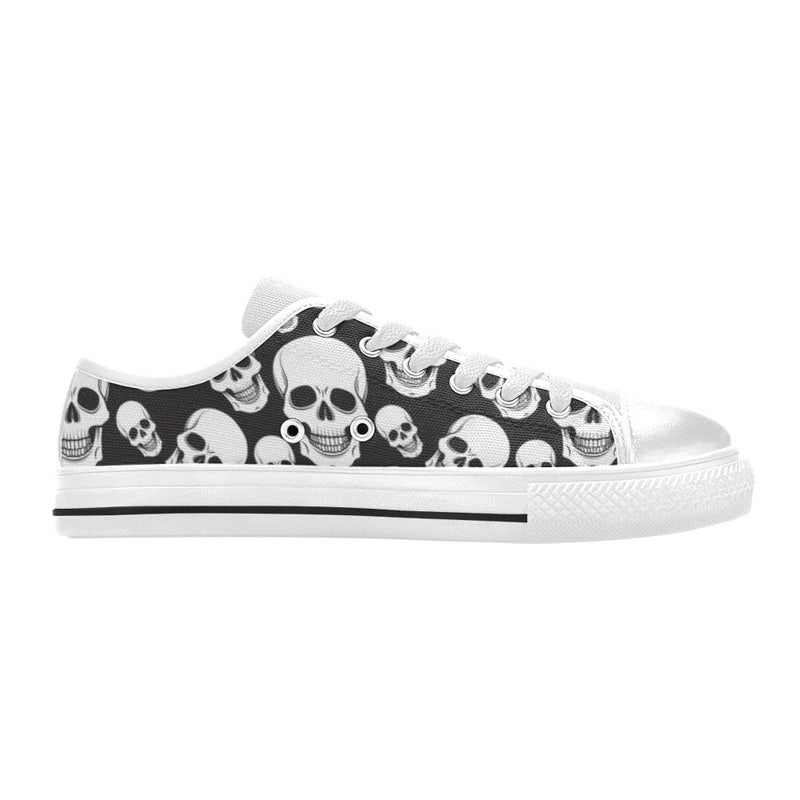 Skull Print Design LKS301 Women's White Low Top Shoes