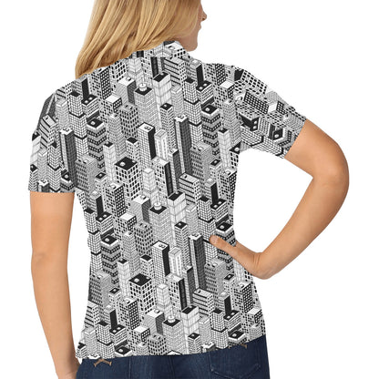 City  Pattern Print Design 02 Women's Polo Shirt