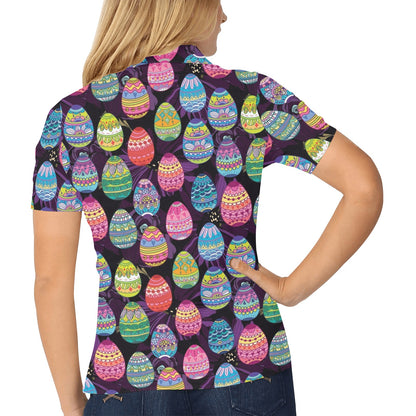 Easter Eggs Pattern Print Design RB08 Women's Polo Shirt