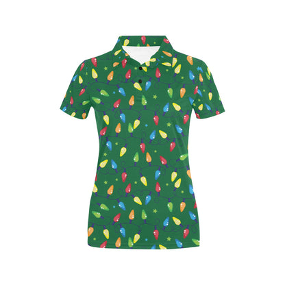 Christmas Light Pattern Print Design 02 Women's Polo Shirt