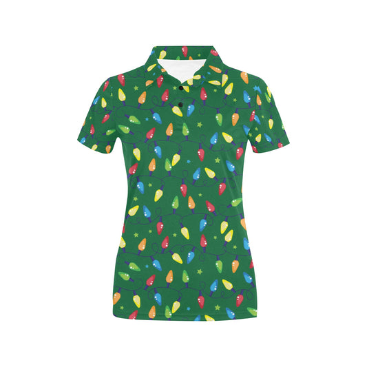 Christmas Light Pattern Print Design 02 Women's Polo Shirt