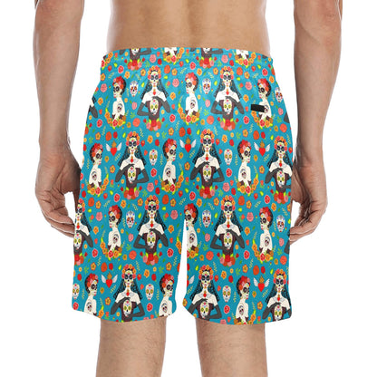 Day of the Dead Old School Girl Design Men's Swim Trunks Beach Shorts