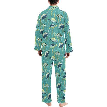 Sea Turtle Pattern Print Design T08 Men's Long Pajama Set