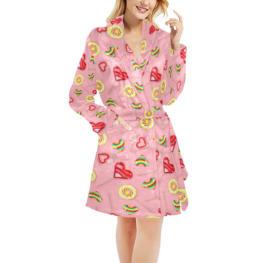 Lollipop Pattern Print Design LL05 Women's Fleece Robe