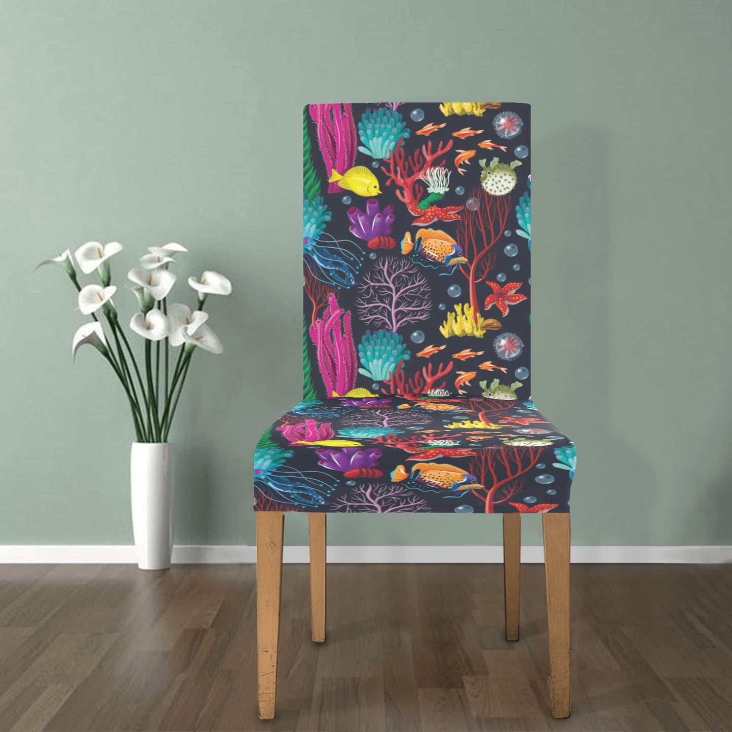 Underwater Cute Print Design LKS303 Dining Chair Slipcover