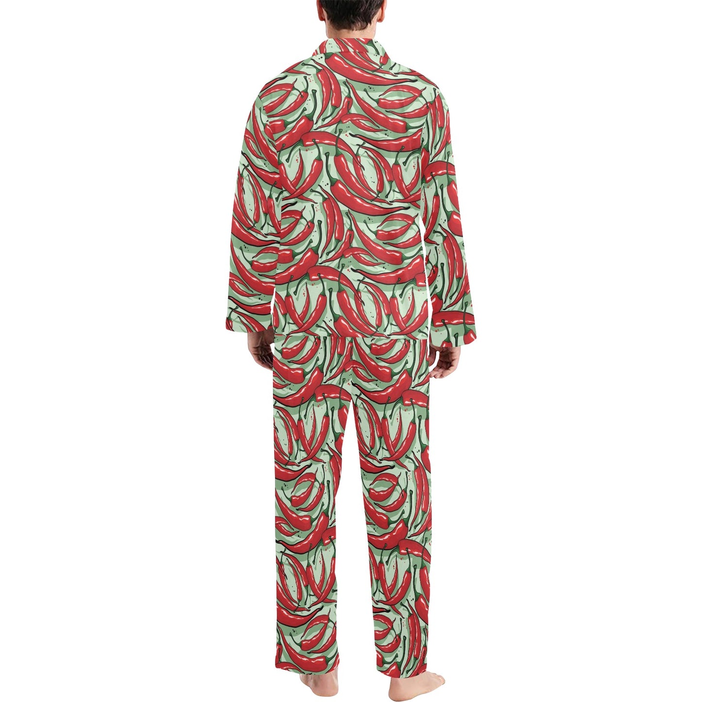 Chilli Pepper Pattern Print Design 04 Men's Long Pajama Set