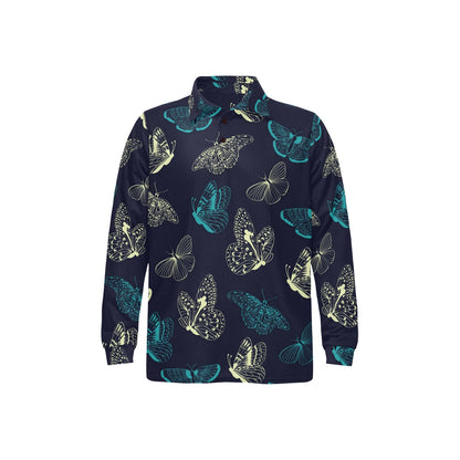 Monarch Butterfly Pattern Print Design 01 Long Sleeve Polo Shirt For Men's